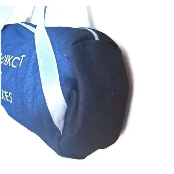 WILL WORKOUT FOR CUPCAKES Duffle Gym Bag DENIM Tote Bag Weekender Private Party - Picture 5 of 6